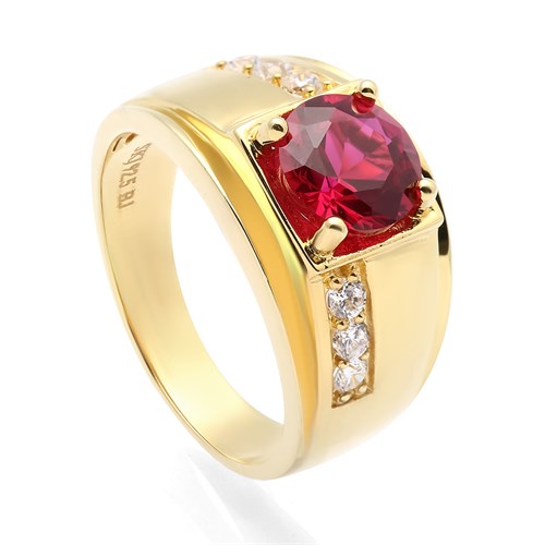 Nhẫn Bạc Nam Đính Đá Mạ Vàng 18K AvaJi AVJ.R000340