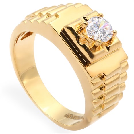 Nhẫn Bạc Nam Đính Đá Mạ Vàng 18K AvaJi AVJ.R000343