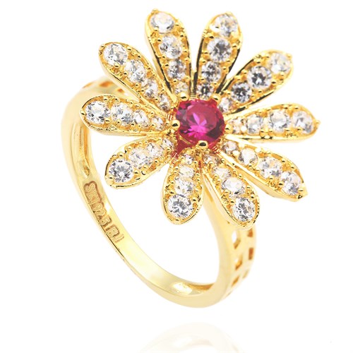 Nhẫn Bạc Nữ Đính Đá Mạ Vàng 18K AvaJi AVJ.R000373
