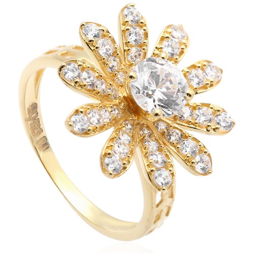 Nhẫn Bạc Nữ Đính Đá Mạ Vàng 18K AvaJi AVJ.R000374