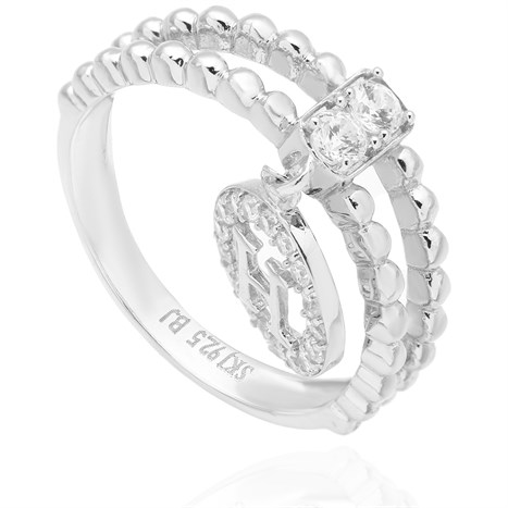 Nhẫn Bạc Nữ Đính Đá Mạ Vàng Trắng AvaJi AVJ.R000408