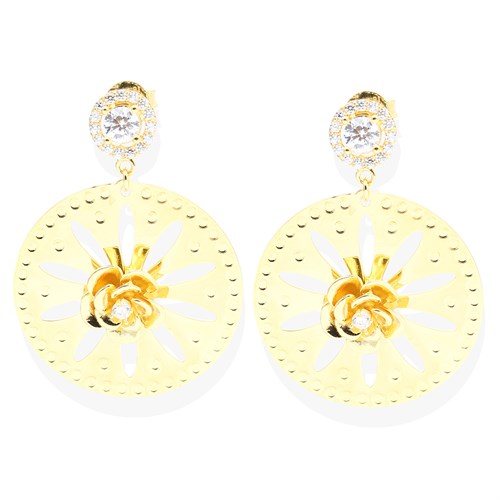 Bông Tai Bạc Nữ Đính Đá Mạ Vàng 18K AvaJi AVJ.E000102.00