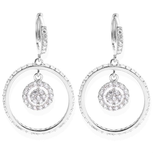 Bông Tai Bạc Nữ Đính Đá Mạ Vàng Trắng AvaJi AVJ.E000106.00