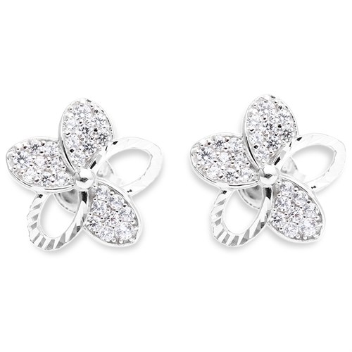 Bông Tai Bạc Nữ Đính Đá Mạ Vàng Trắng AvaJi AVJ.E000154.00