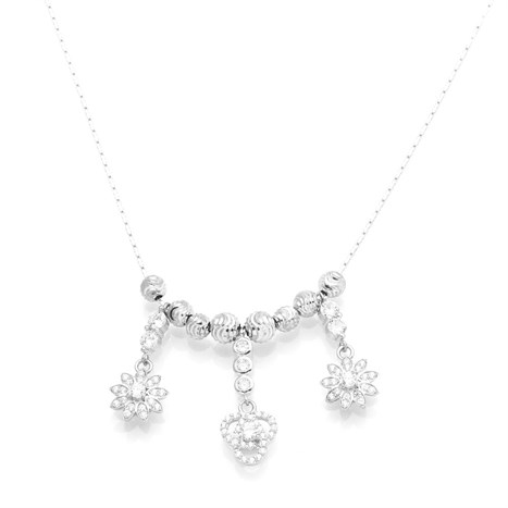 Dây Chuyền Bạc Nữ Đính Đá Mạ Vàng Trắng AvaJi AVJ.N000174.00