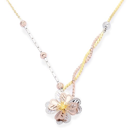 Dây Chuyền Bạc Nữ Đính Đá Mạ Vàng 18K AvaJi AVJ.N000214.00