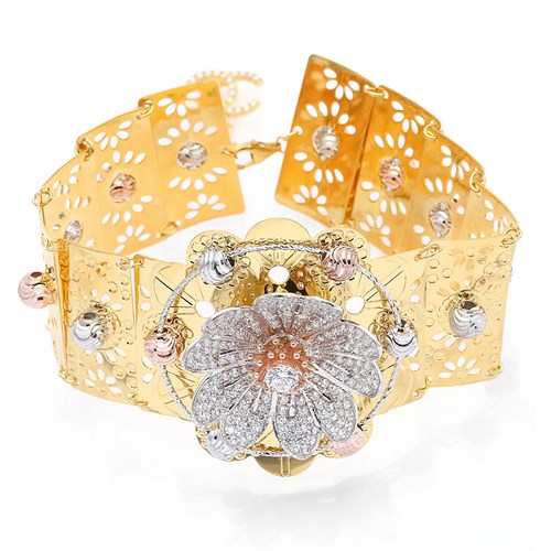 Vòng Tay Bạc Nữ Đính Đá Mạ Vàng 18K AvaJi AVJ.B000078