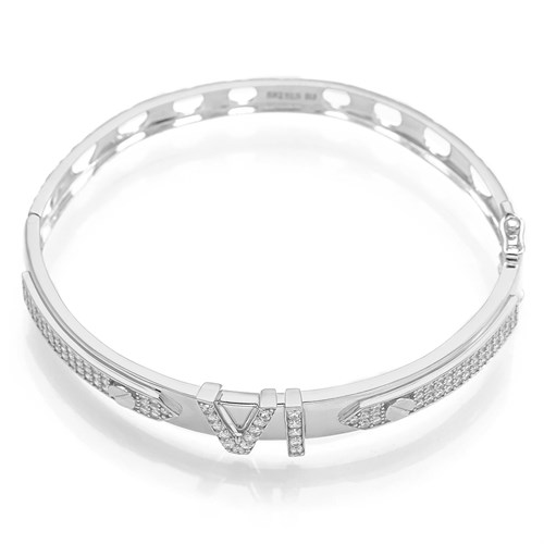 Vòng Tay Bạc Nữ Đính Đá Mạ Vàng Trắng AvaJi AVJ.T000102