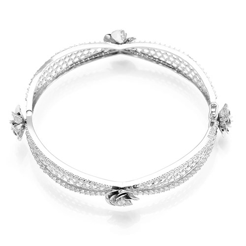 Vòng Tay Bạc Nữ Đính Đá Mạ Vàng Trắng AvaJi AVJ.T000114
