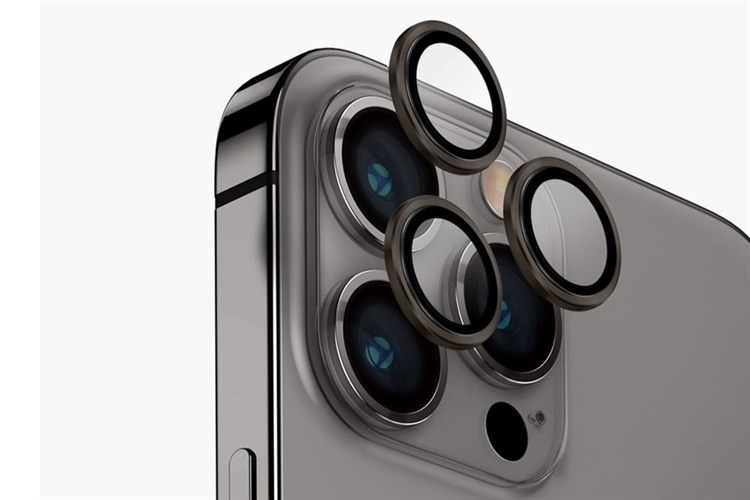 Miếng dán camera iPhone 15 Pro OPTIX ALUMINIUM UNIQ Màu Xám