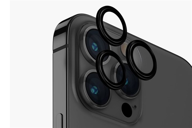 Miếng dán camera iPhone 15 Pro Max OPTIX ALUMINIUM UNIQ Màu Đen