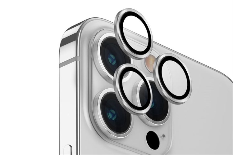 Miếng dán camera iPhone 15 Pro Max OPTIX ALUMINIUM UNIQ Màu Bạc