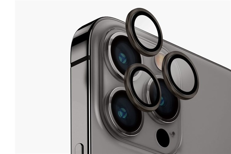 Miếng dán camera iPhone 15 Pro Max OPTIX ALUMINIUM UNIQ Màu Xám