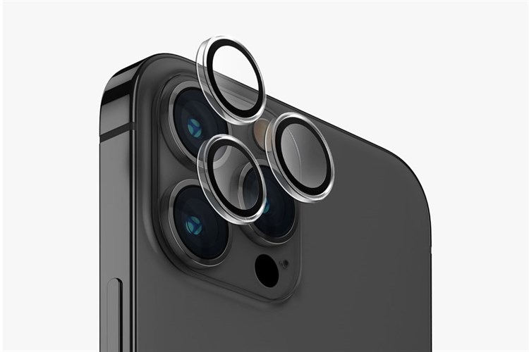 Miếng dán camera iPhone 15 Pro Max OPTIX ALUMINIUM UNIQ Màu Trắng