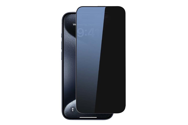 Miếng dán kính cường lực chống nhìn trộm iPhone 15 Pro Max Jincase Màu Đen