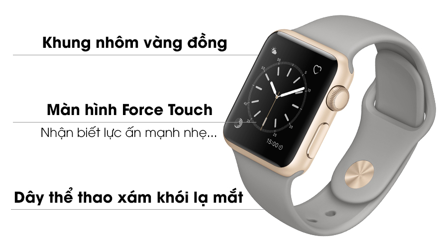 Apple Watch S2 38mm mặt nhôm, dây cao su màu xám