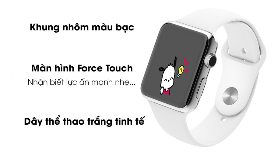 Apple Watch S2 38mm mặt nhôm, dây cao su màu trắng