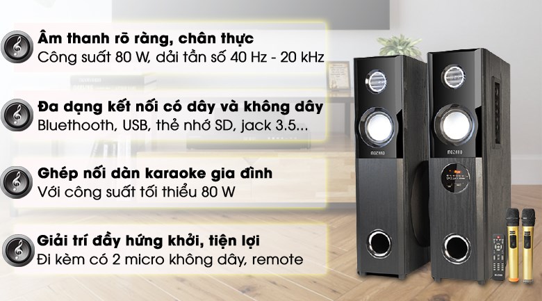 Cặp loa tháp Mozard M101 Đen 80W