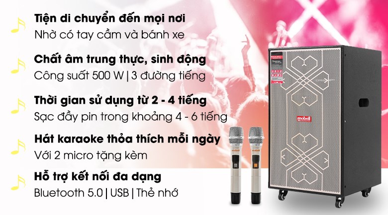 Loa kéo karaoke Mobell MK-6080 500W