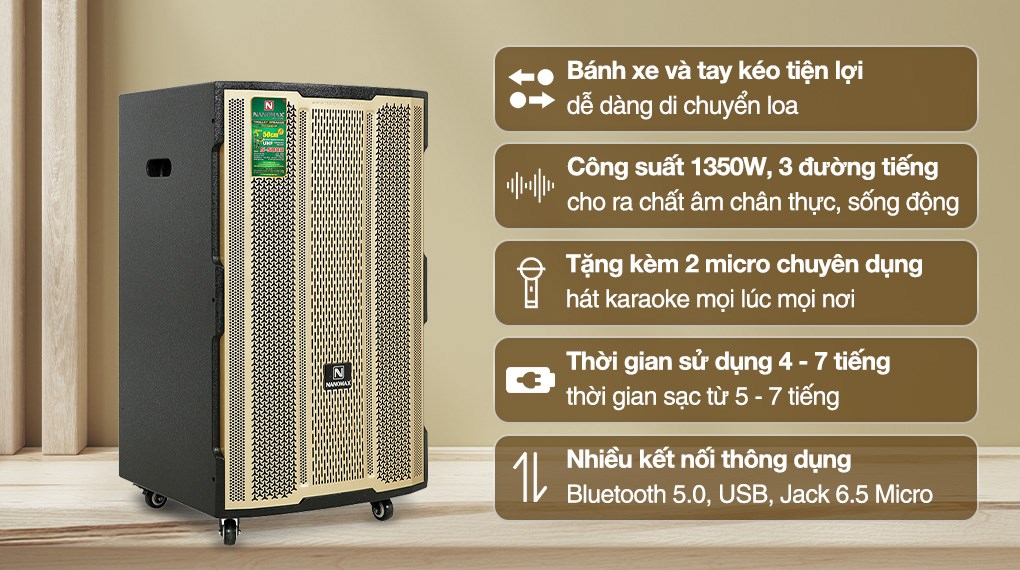Loa kéo karaoke Nanomax S-5000 1350W