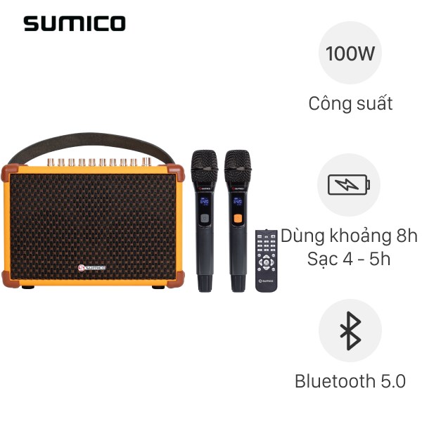 Loa karaoke xách tay Sumico BELLA 42 Yellow 100W