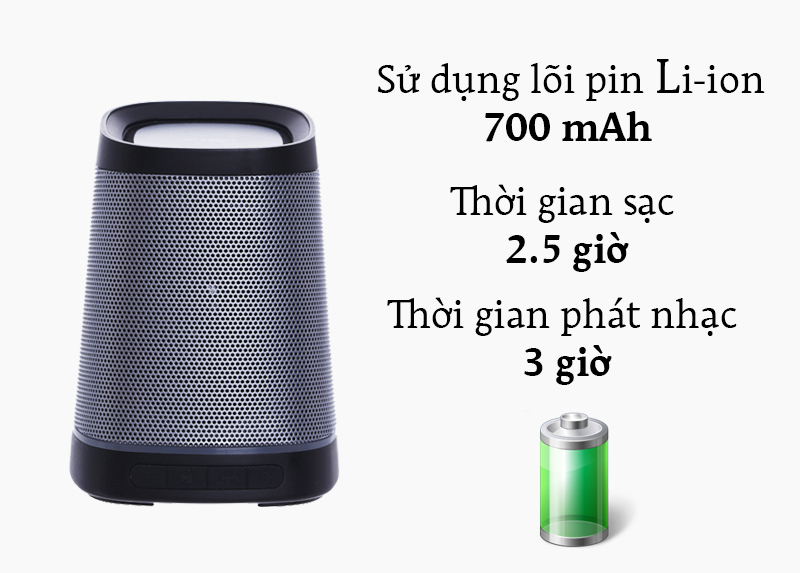 Loa Bluetooth Fenda W7 - Thời gian chơi nhạc tốt