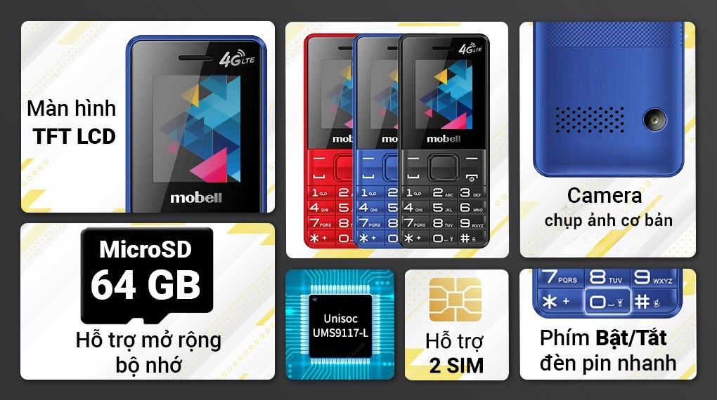 Điện thoại Mobell M239 4G