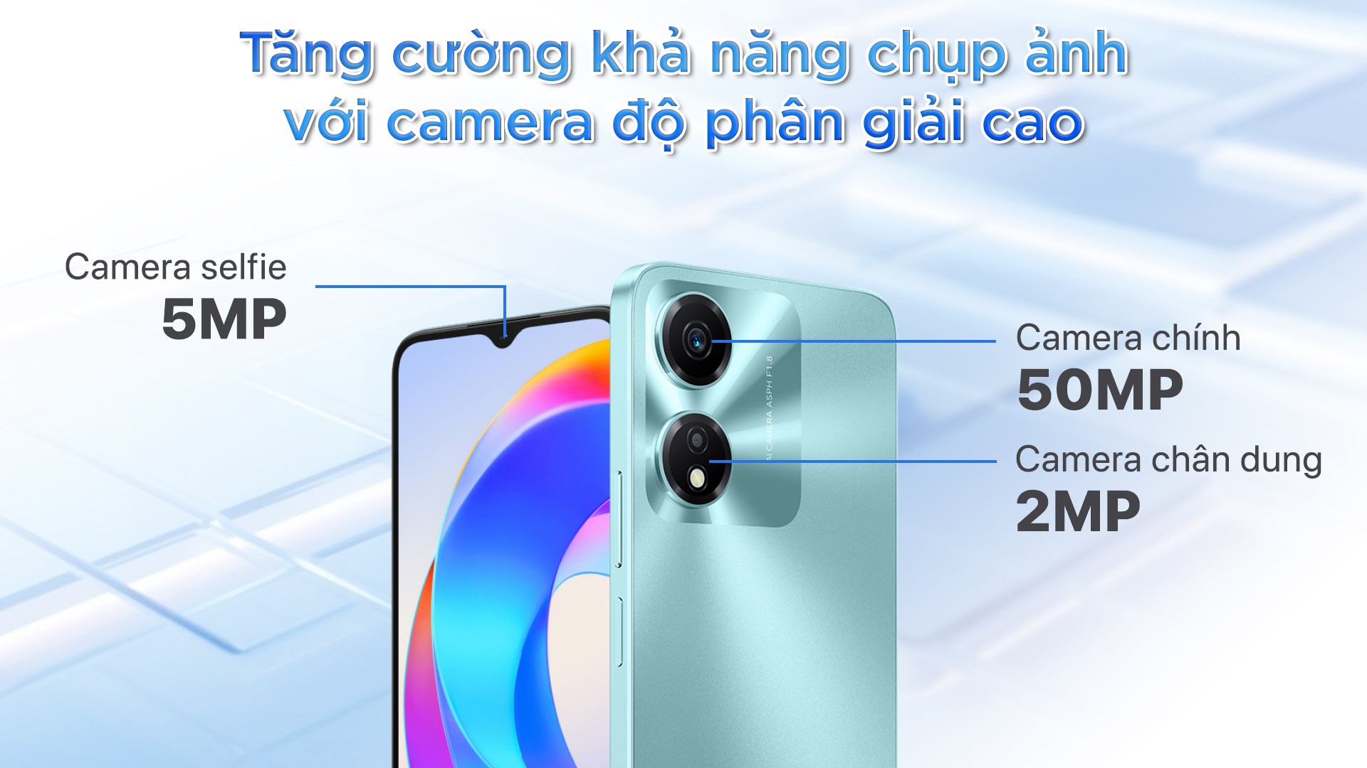 Camera chính 50 MP và camera trước 5 MP giúp chụp ảnh sắc nét Camera chính 50 MP và camera trước 5 MP giúp chụp ảnh sắc nét