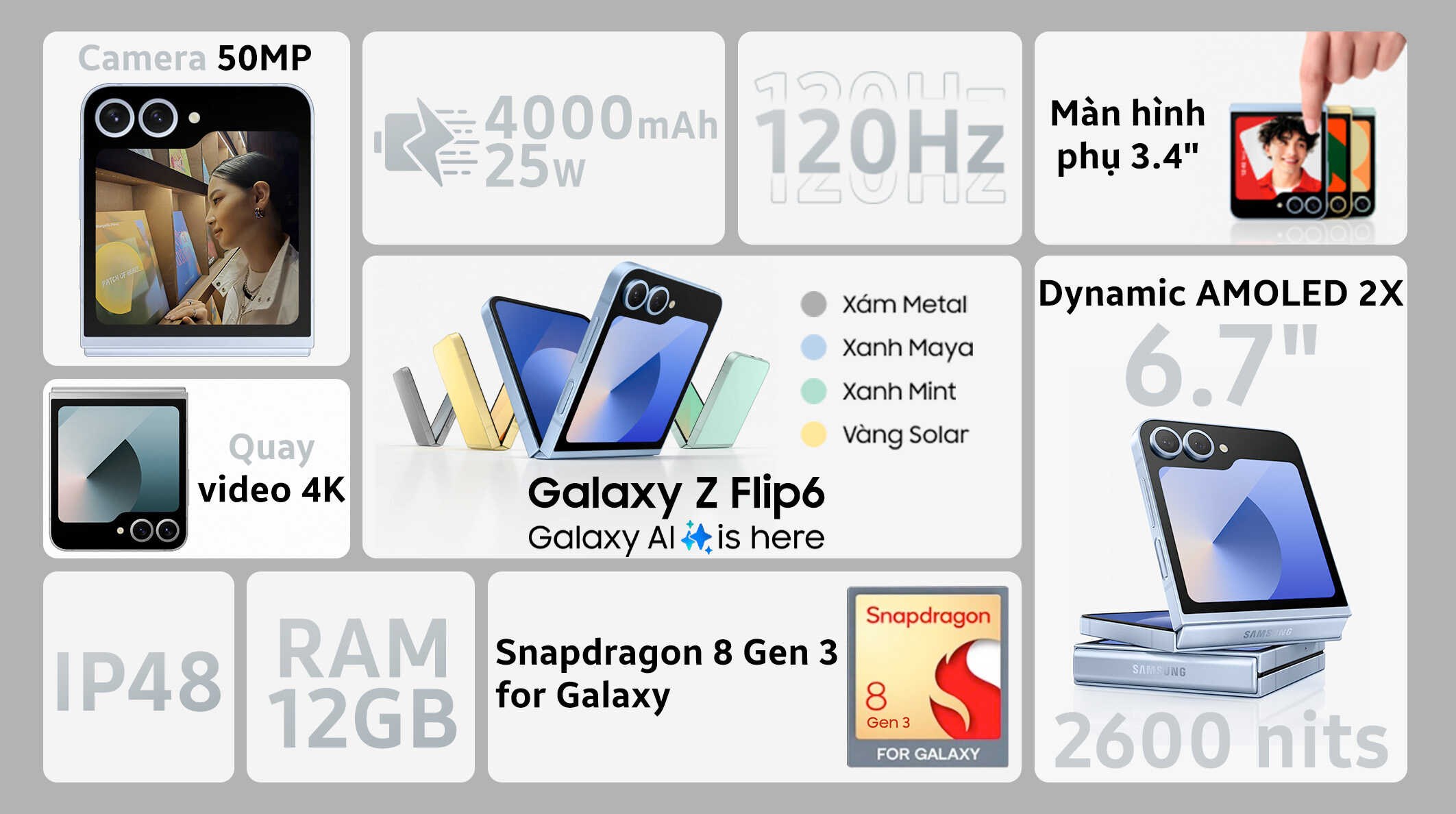 Điện thoại Samsung Galaxy Z Flip6 5G 12GB/256GB