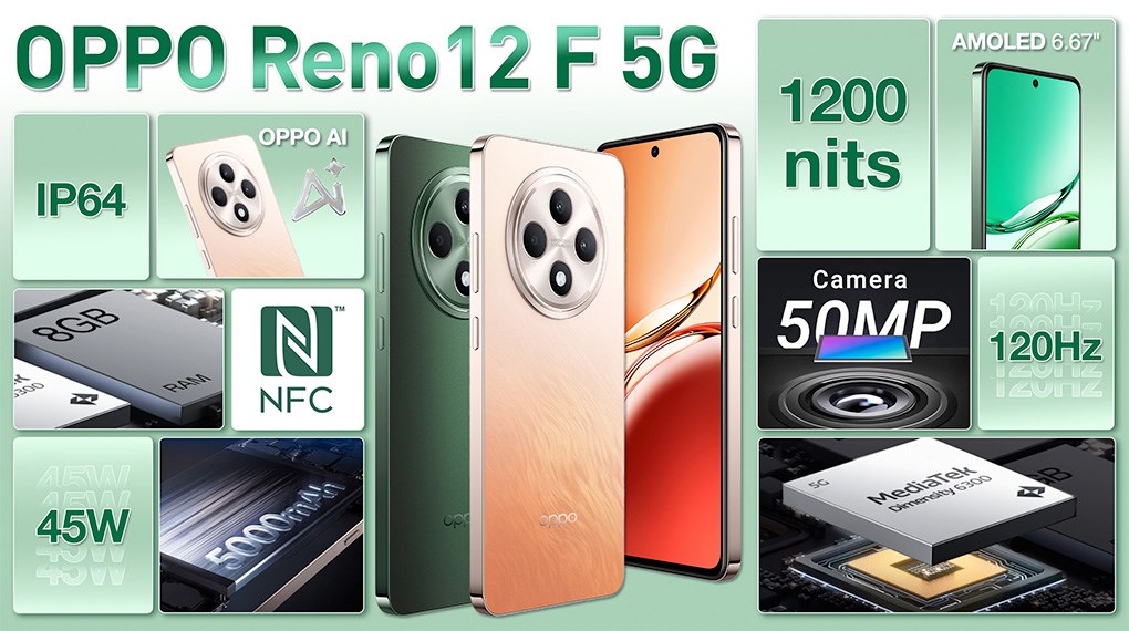 Điện thoại OPPO Reno12 F 5G 8GB/256GB