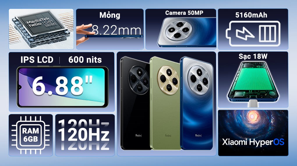 Màn hình IPS LCD 6.88 inch HD+ tần số quét 120Hz Màn hình IPS LCD 6.88 inch HD+ tần số quét 120Hz
