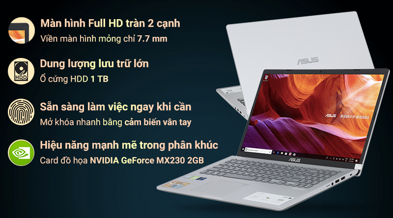 Laptop Asus VivoBook X509FJ i3 8145U/4GB/1TB/2GB MX230/Win10 (EJ227T)