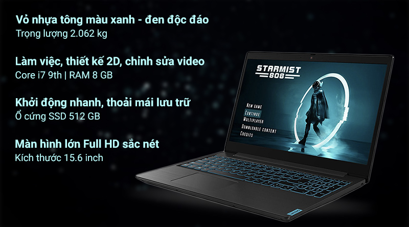 Laptop Lenovo IdeaPad L340 15IRH i7 9750H/8GB/512GB/3GB GTX1050/Win10 (81LK00VUVN)