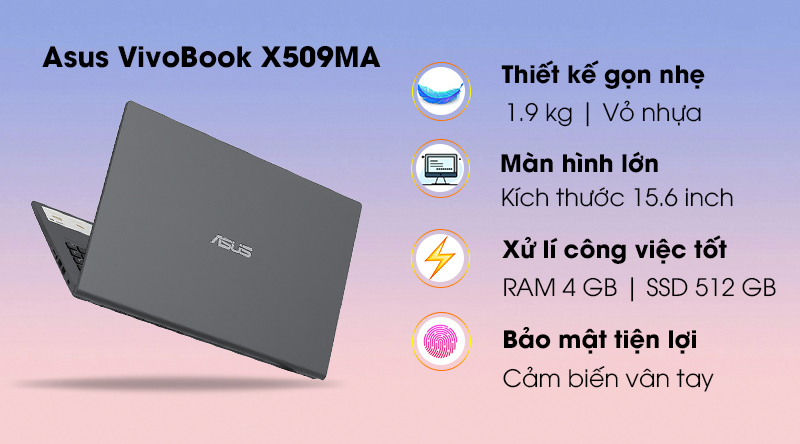 Laptop Asus VivoBook X509MA N5030/4GB/512GB/Win10 (EJ256T)