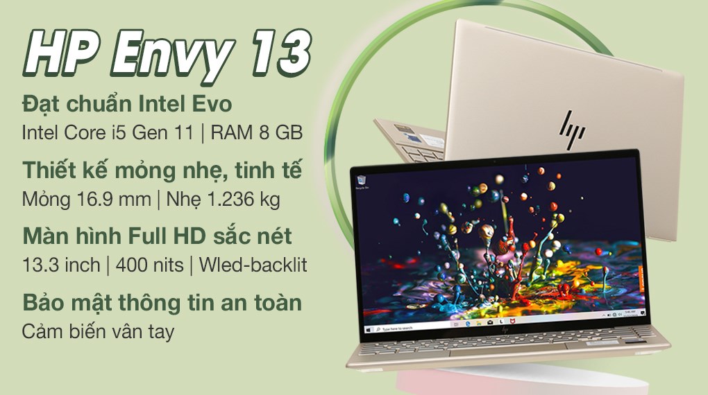 Laptop HP Envy 13 ba1027TU i5 1135G7/8GB/256GB/Office H&S2019/Win10 (2K0B1PA)