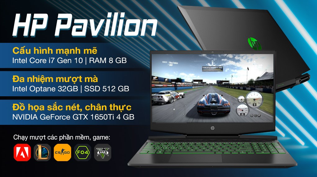 Laptop HP Pavilion Gaming 15 dk1159TX i7 10750H/8GB/32GB+512GB/4GB GTX1650Ti/Win10 (31J36PA)