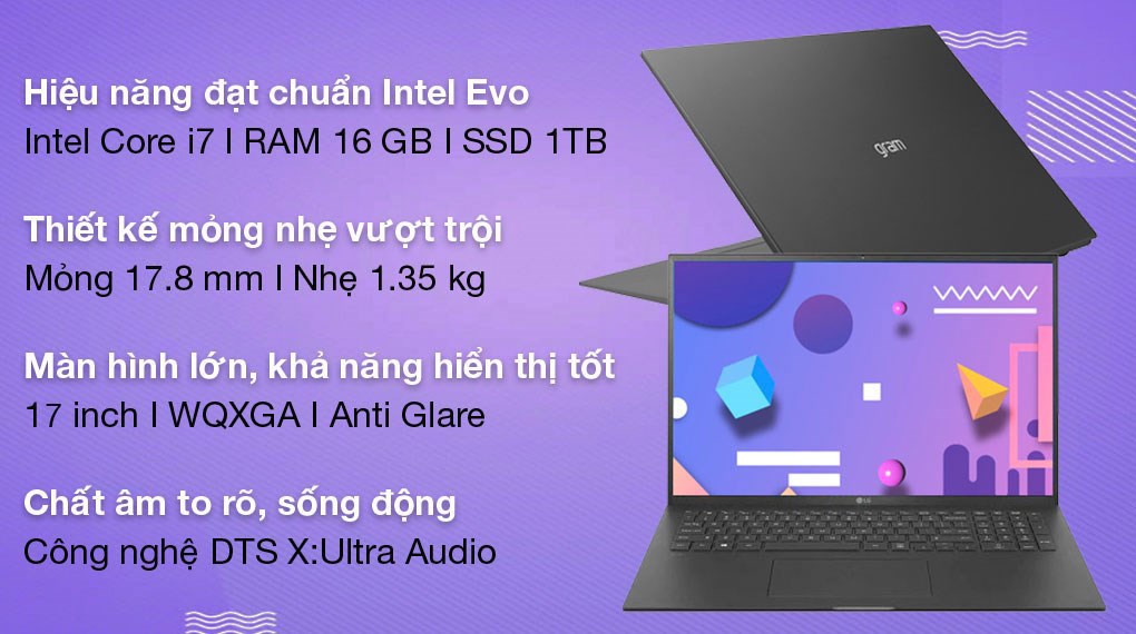 Laptop LG Gram 17 2021 i7 1165G7/16GB/1TB SSD/Win10 (17Z90P-G.AH78A5)