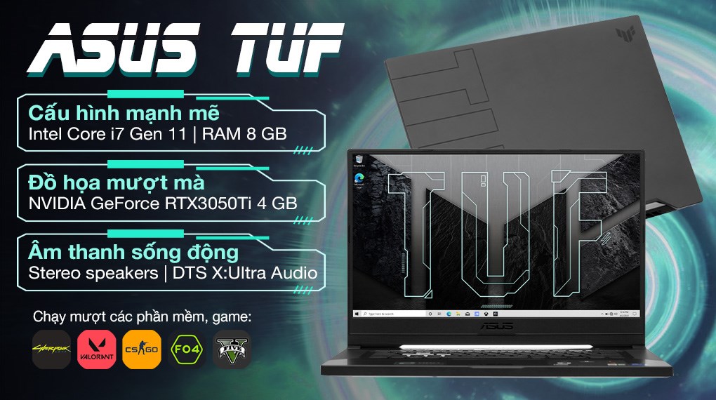 Laptop Asus TUF Gaming FX516PE i7 11370H/8GB/512GB/4GB RTX3050Ti/144Hz/Win10 (HN005T)