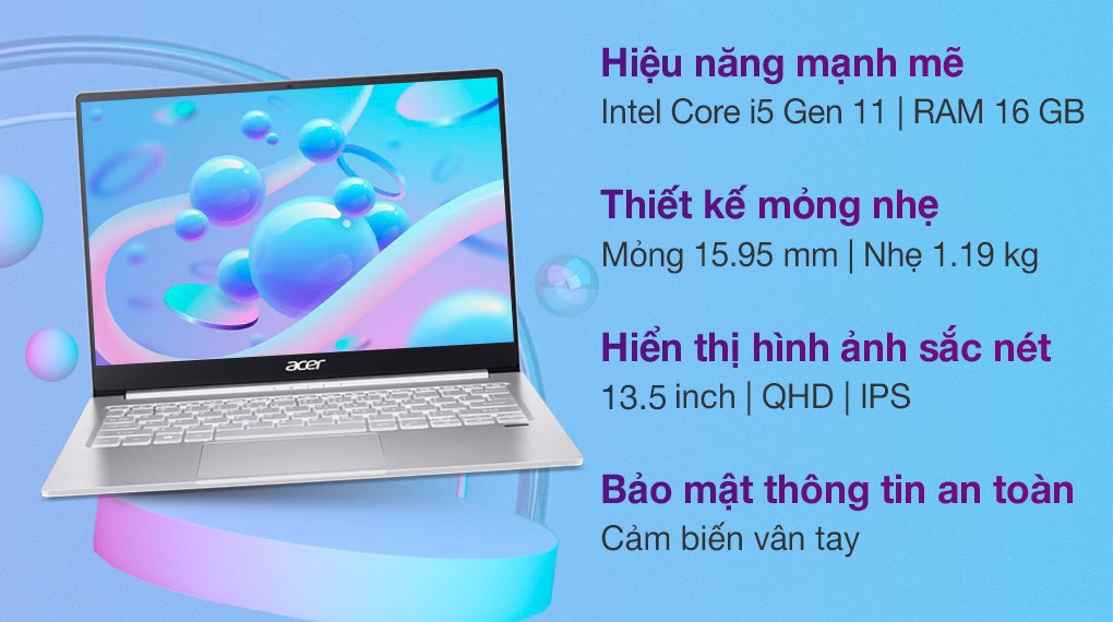 Laptop Acer Swift 3 SF313 53 518Y i5 1135G7/16GB/512GB/Win10 (NX.A4JSV.003)