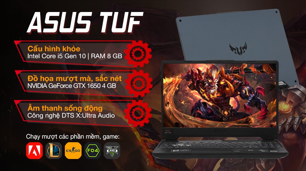 Laptop Asus TUF Gaming FX506LH i5 10300H/8GB/512GB/4GB GTX1650/Win10 (BQ046T)