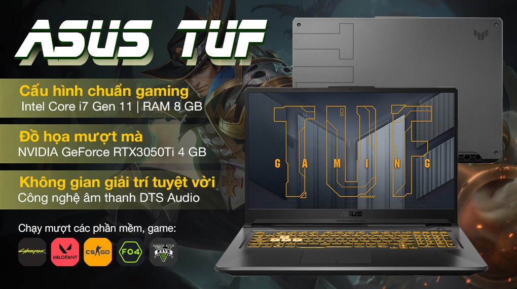 Laptop Asus TUF Gaming FX706HE i7 11800H/8GB/512GB/4GB RTX3050Ti/144Hz/Win10 (HX011T)