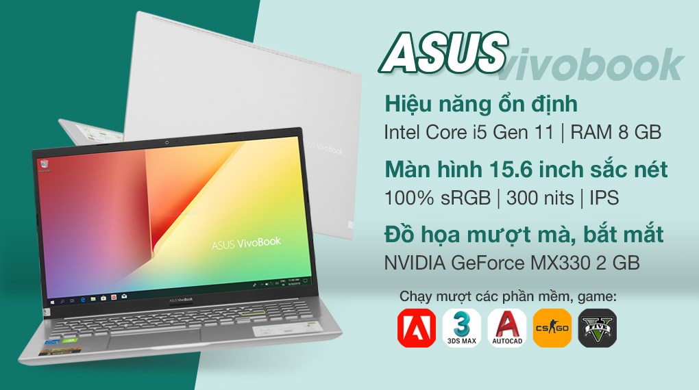 Laptop Asus VivoBook A515EP i5 1135G7/8GB/512GB/2GB MX330/Win10 (BN334T)
