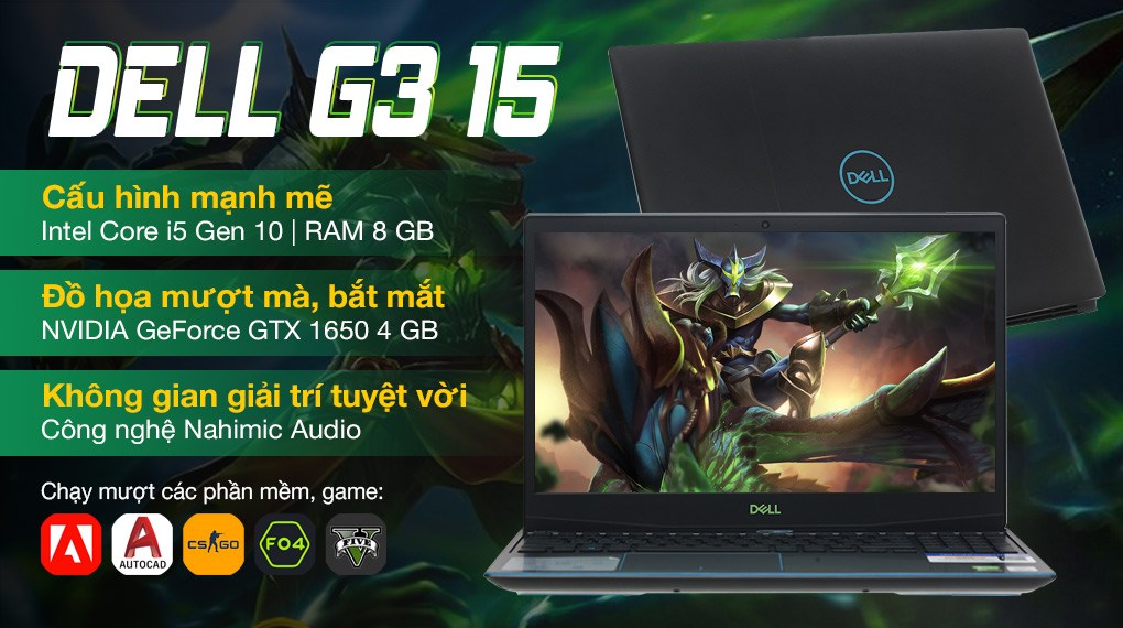 Laptop Dell Gaming G3 15 3500 i5 10300H/8GB/1TB+256GB/4GB GTX1650/120Hz/Win10 (70253721)