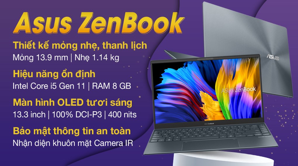 Laptop Asus ZenBook UX325EA i5 1135G7/8GB/512GB/OLED/Cáp/Túi/Win10 (KG363T)