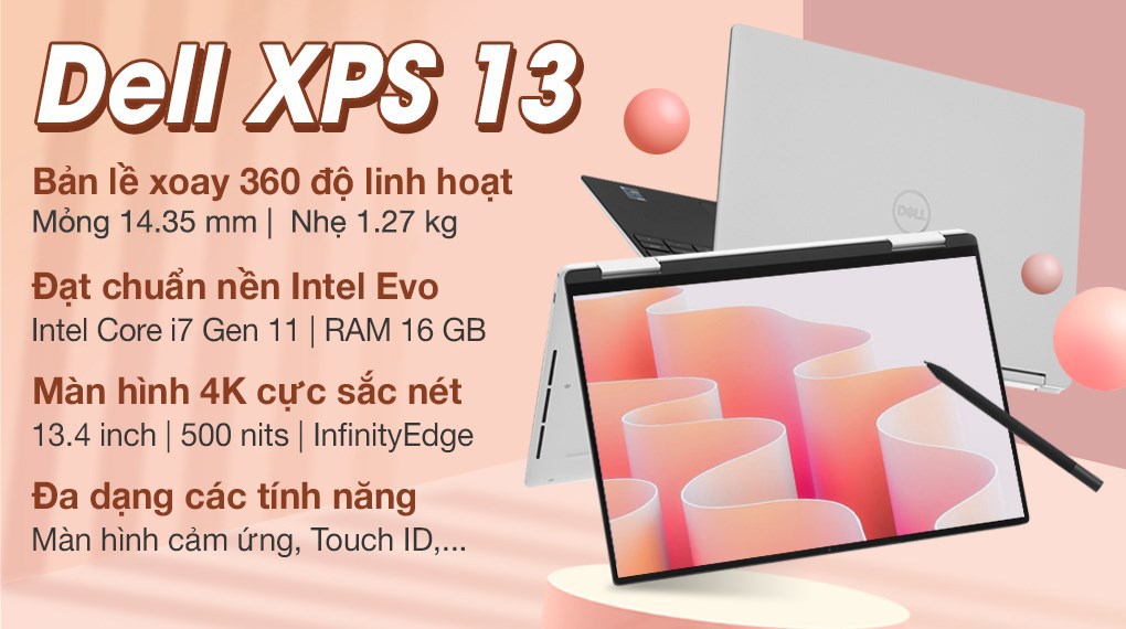 Laptop Dell XPS 13 9310 i7 1165G7/16GB/512GB/Touch/Pen/Office H&S2019/Win10 (JGNH62)