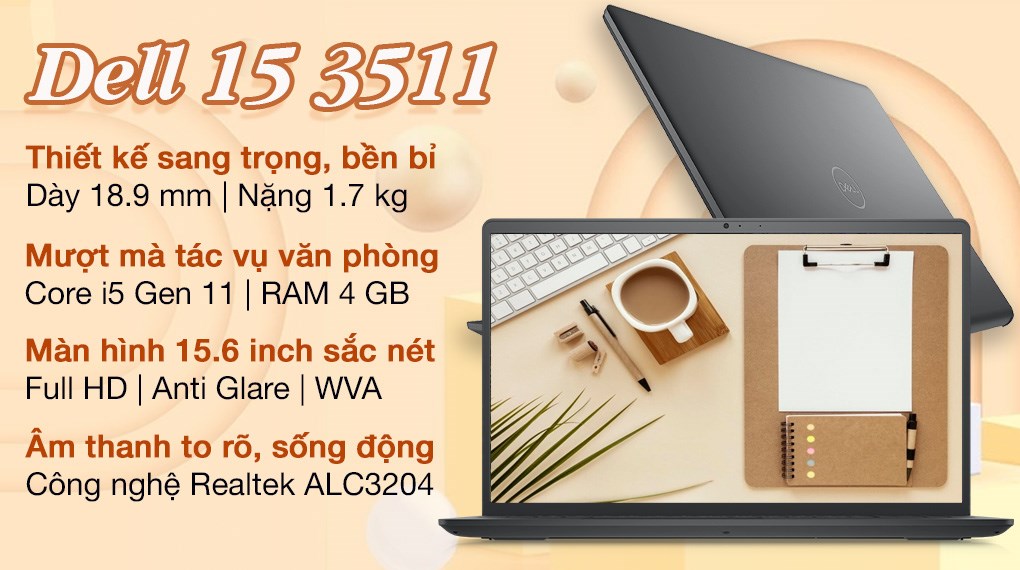 Laptop Dell Inspiron 15 3511 i5 1135G7/4GB/512GB/OfficeH&S 2019/Win10 (P112F001BBL)