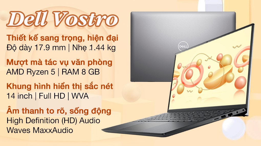 Laptop Dell Vostro 5415 R5 5500U/8GB/512GB/Office H&S2019/Win10 (V4R55500U015W)