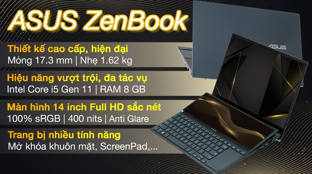 Laptop Asus ZenBook Duo UX482EA i5 1135G7/8GB/512GB/Touch/Pen/Túi/Stand/Win10 (KA274T)