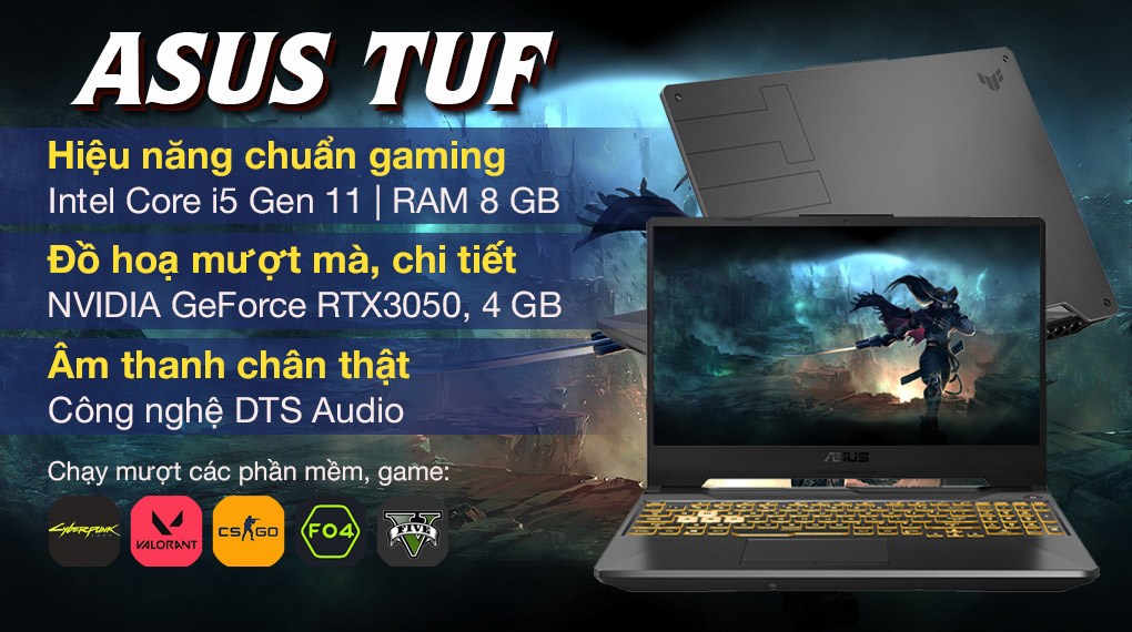 Laptop Asus TUF Gaming FX506HCB i5 11400H/8GB/512GB/4GB RTX3050/144Hz/Win11 (HN1138W)