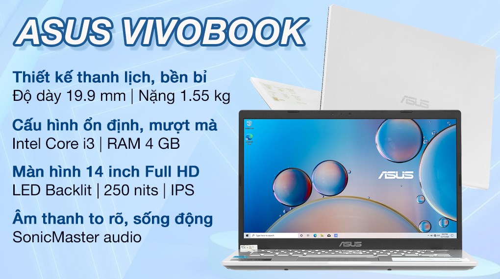 Laptop Asus VivoBook X415EA i3 1115G4/4GB/512GB/Win11 (EB638W)